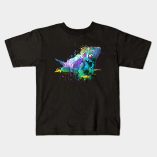 Colorful Iguana Art Kids T-Shirt